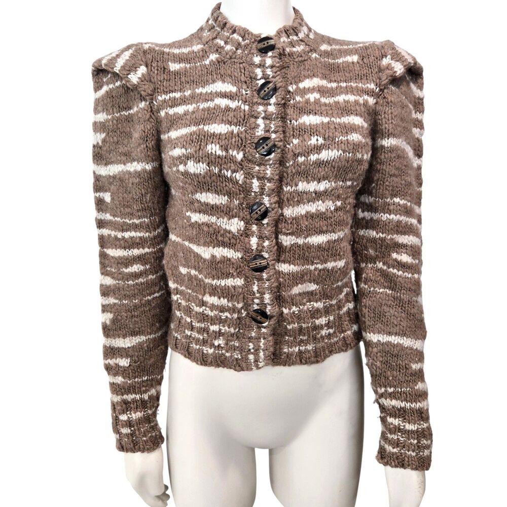 Ulla Johnson Skye Chunky Merino Wool Puff Sleeve Cardigan Sweater Size P ~XS